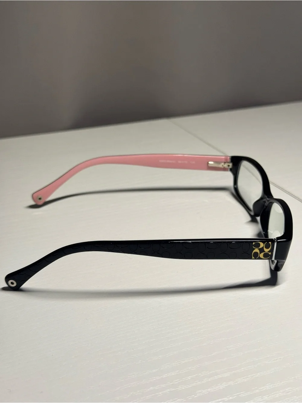 COACH Black Front Pink Temple Rectangle Eyeglasses